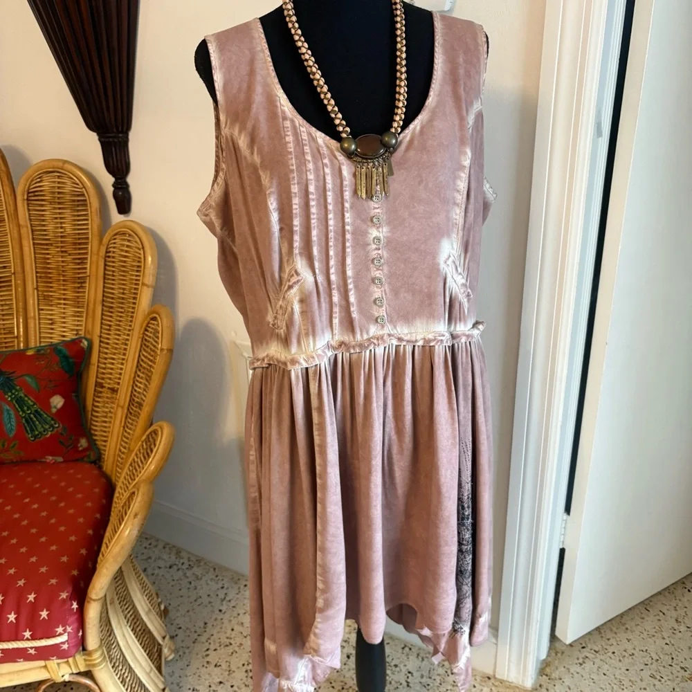 JOE BROWNS Bohemian Sleeveless Antique Rose Dress! Handkerchief Hem! GUC - Picture 2 of 15